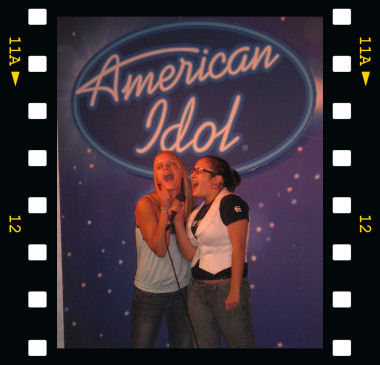 Sammie and friend doing American Idol at Madame Tussauds in NYC