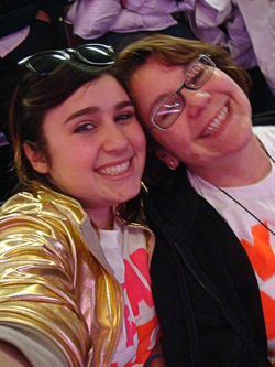My daughter and me!  The gold jacket is a JoBro thing from one of their videos