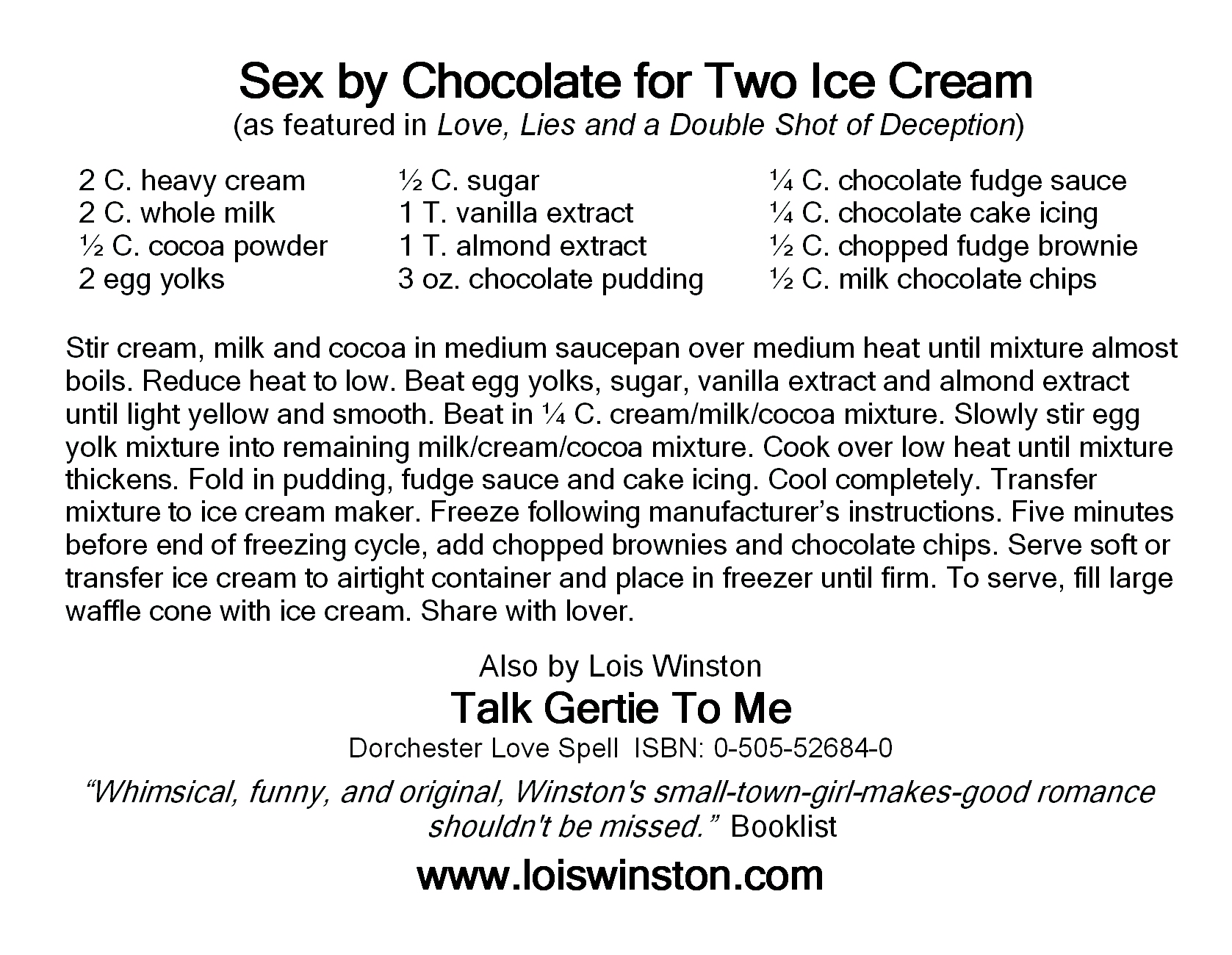 Lois Winston's Sex by Chocolate